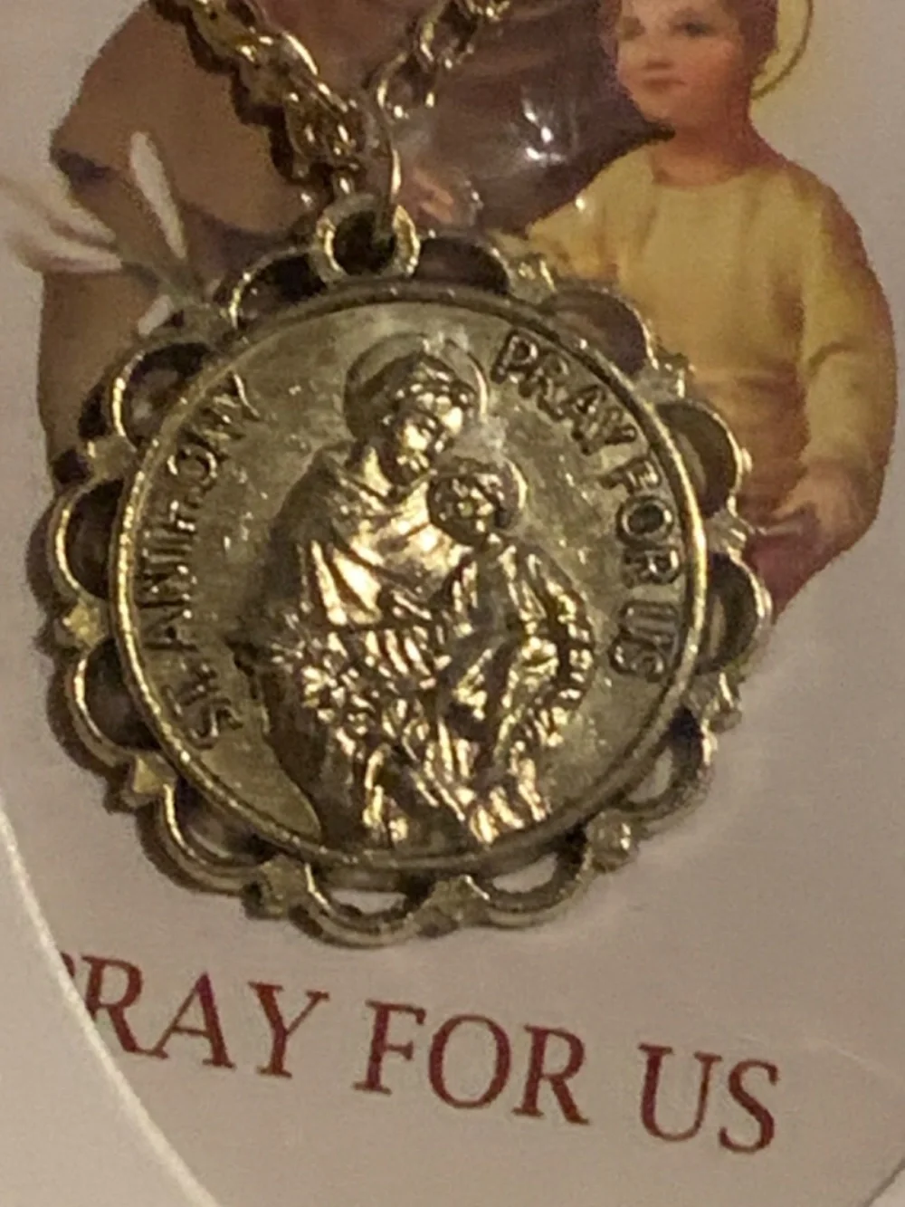 Gold St. Anthony Medal Necklace - Religious Pendant